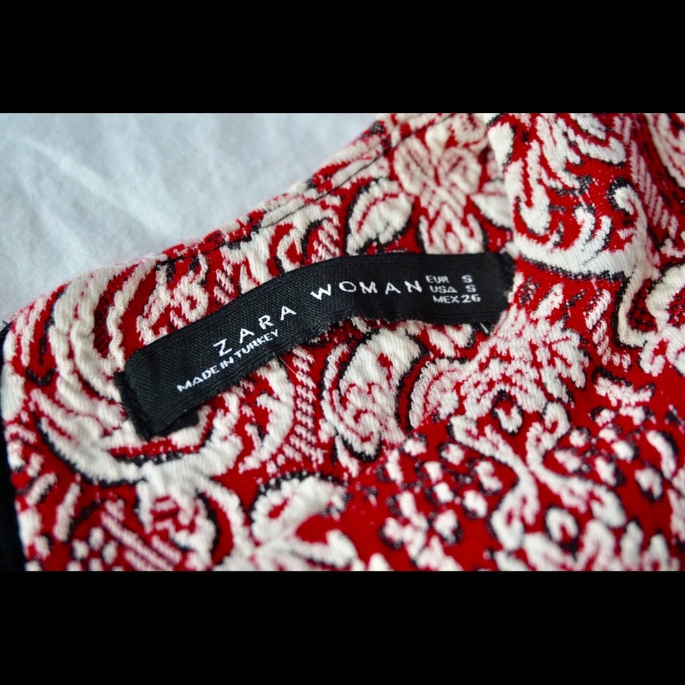 Zara Woman Dress: short, red, black, & white